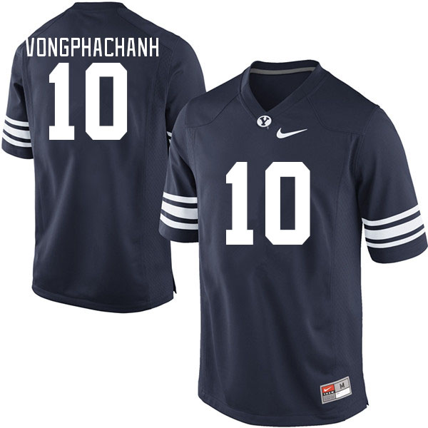 Men #10 AJ Vongphachanh BYU Cougars College Football Jerseys Stitched Sale-Navy